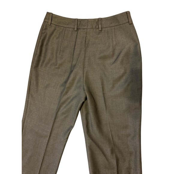 Vintage Bernard Zins Women's Dark Khaki Green Wool & Kashmir Trousers Size 8 - Picture 11 of 14